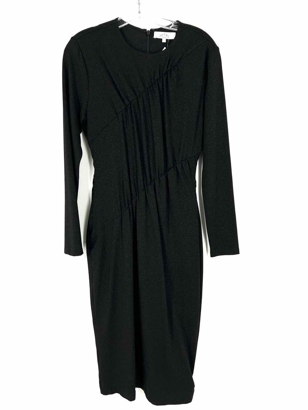Pearl Size S Black Shimmer Ruched Designer Dress